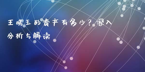 王晓玉的资产有多少？深入分析与解读_https://cj001.lansai.wang_理财问答_第1张