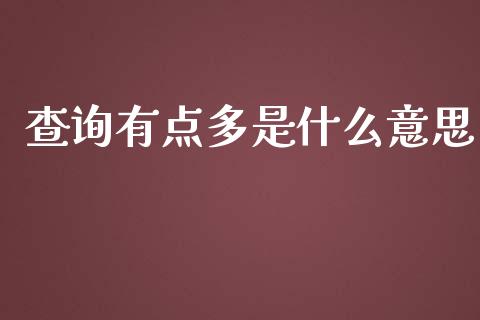 查询有点多是什么意思_https://cj001.lansai.wang_理财问答_第1张