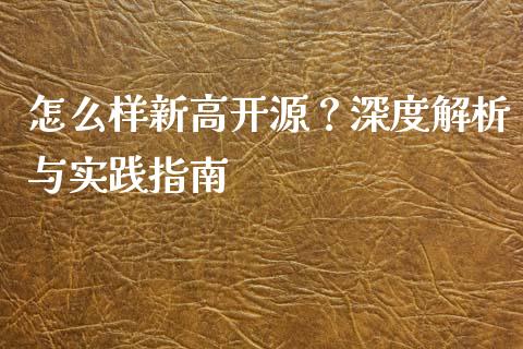 怎么样新高开源？深度解析与实践指南_https://cj001.lansai.wang_期货问答_第1张