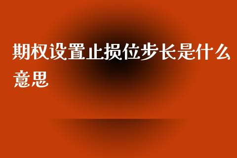 期权设置止损位步长是什么意思_https://cj001.lansai.wang_理财问答_第1张