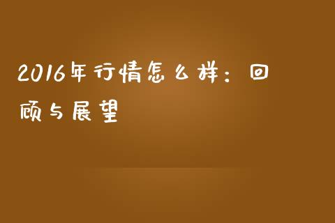 2016年行情怎么样：回顾与展望_https://cj001.lansai.wang_理财问答_第1张