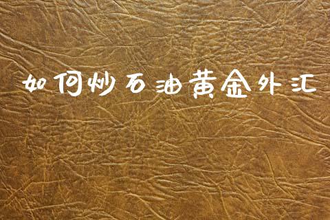 如何炒石油黄金外汇_https://cj001.lansai.wang_财经问答_第1张