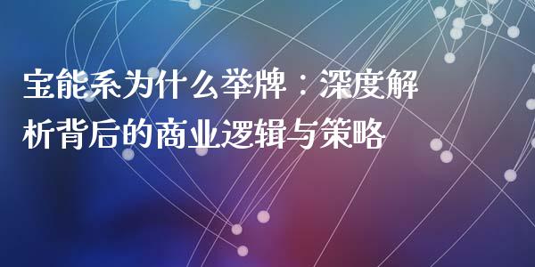 宝能系为什么举牌：深度解析背后的商业逻辑与策略_https://cj001.lansai.wang_理财问答_第1张