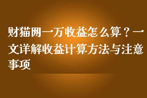 财猫网一万收益怎么算？一文详解收益计算方法与注意事项_https://cj001.lansai.wang_会计问答_第1张
