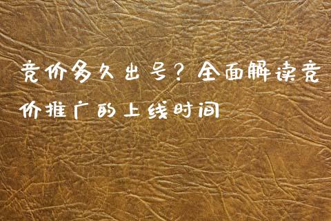 竞价多久出号？全面解读竞价推广的上线时间_https://cj001.lansai.wang_会计问答_第1张