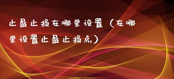 止盈止损在哪里设置（在哪里设置止盈止损点）_https://cj001.lansai.wang_会计问答_第1张