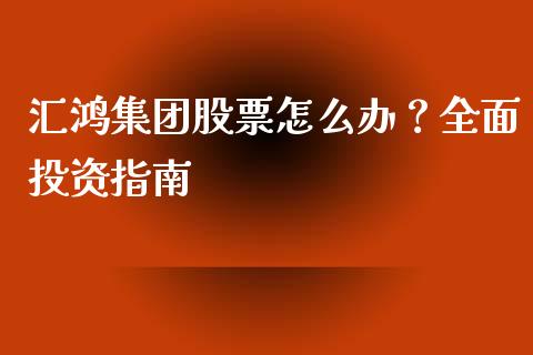 汇鸿集团股票怎么办？全面投资指南_https://cj001.lansai.wang_期货问答_第1张