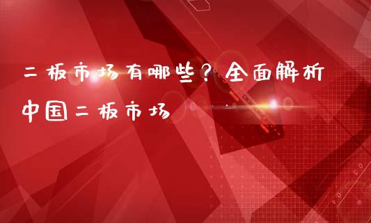 二板市场有哪些？全面解析中国二板市场_https://cj001.lansai.wang_会计问答_第1张