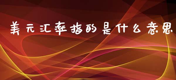 美元汇率指的是什么意思_https://cj001.lansai.wang_财经问答_第1张