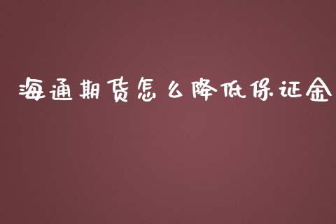 海通期货怎么降低保证金_https://cj001.lansai.wang_会计问答_第1张