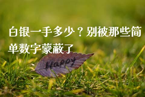 白银一手多少？别被那些简单数字蒙蔽了_https://cj001.lansai.wang_保险问答_第1张