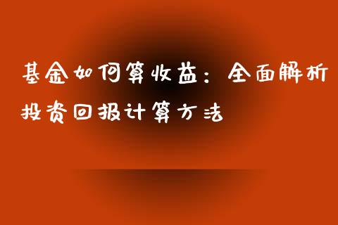 基金如何算收益：全面解析投资回报计算方法_https://cj001.lansai.wang_会计问答_第1张