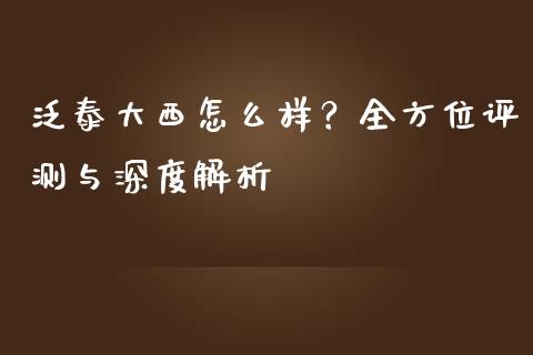 泛泰大西怎么样？全方位评测与深度解析_https://cj001.lansai.wang_会计问答_第1张