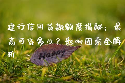 建行信用贷款额度揭秘：最高可贷多少？影响因素全解析_https://cj001.lansai.wang_会计问答_第1张