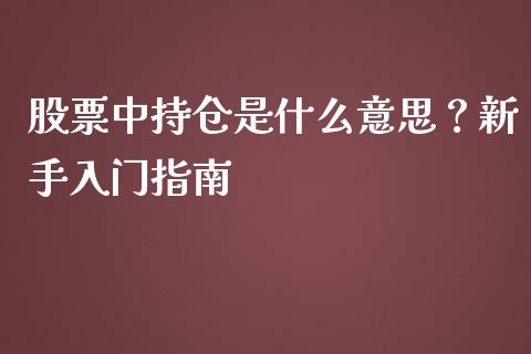 股票中持仓是什么意思？新手入门指南_https://cj001.lansai.wang_股市问答_第1张