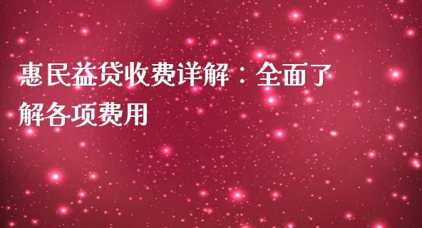 惠民益贷收费详解：全面了解各项费用_https://cj001.lansai.wang_期货问答_第1张