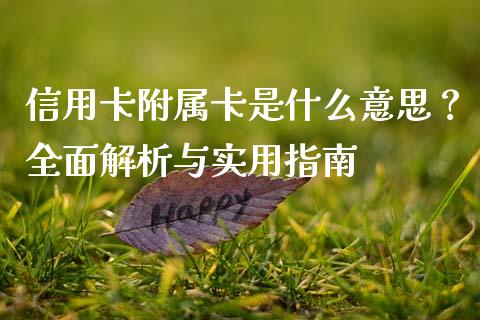 信用卡附属卡是什么意思？全面解析与实用指南_https://cj001.lansai.wang_理财问答_第1张