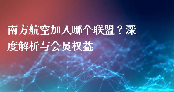 南方航空加入哪个联盟？深度解析与会员权益_https://cj001.lansai.wang_财经问答_第1张