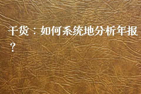 干货：如何系统地分析年报？_https://cj001.lansai.wang_财经百问_第1张