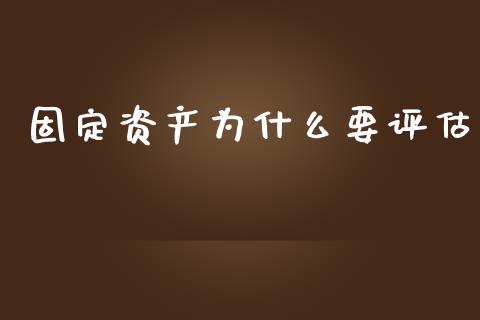 固定资产为什么要评估_https://cj001.lansai.wang_会计问答_第1张