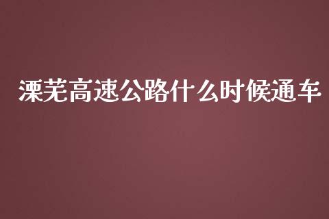 溧芜高速公路什么时候通车_https://cj001.lansai.wang_理财问答_第1张