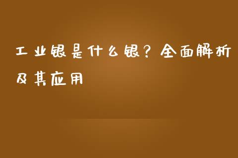 工业银是什么银?全面解析及其应用_会计问答_第1张_财经百问网 工业银是什么银?全面解析及其应用_https://cj001.lansai.wang_会计问答_第1张