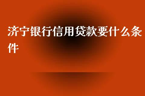 济宁银行信用贷款要什么条件_https://cj001.lansai.wang_金融问答_第1张