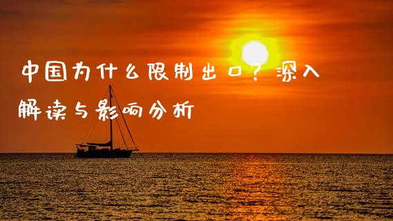 中国为什么限制出口？深入解读与影响分析_https://cj001.lansai.wang_保险问答_第1张