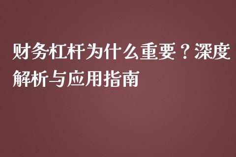 财务杠杆为什么重要？深度解析与应用指南_https://cj001.lansai.wang_财经问答_第1张