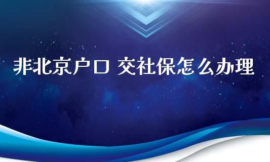 非北京户口 交社保怎么办理_https://cj001.lansai.wang_保险问答_第1张