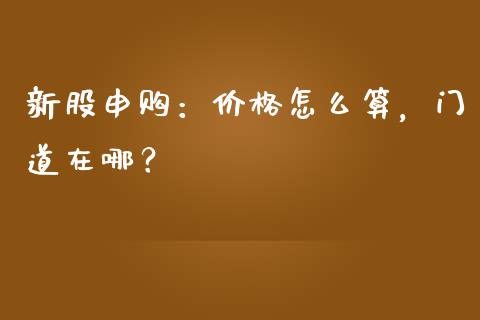 新股申购：价格怎么算，门道在哪？_https://cj001.lansai.wang_保险问答_第1张