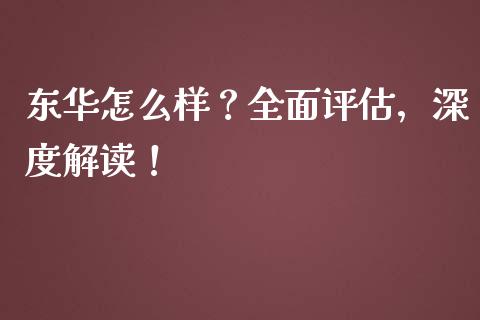 东华怎么样？全面评估，深度解读！_https://cj001.lansai.wang_财经百问_第1张