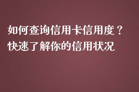 如何查询信用卡信用度？ 快速了解你的信用状况_https://cj001.lansai.wang_金融问答_第1张