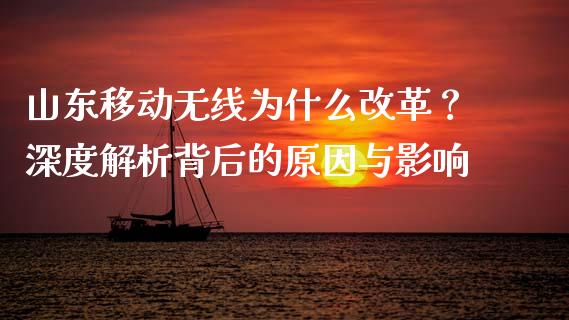 山东移动无线为什么改革？深度解析背后的原因与影响_https://cj001.lansai.wang_会计问答_第1张