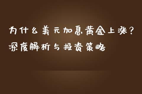 为什么美元加息黄金上涨？深度解析与投资策略_https://cj001.lansai.wang_保险问答_第1张