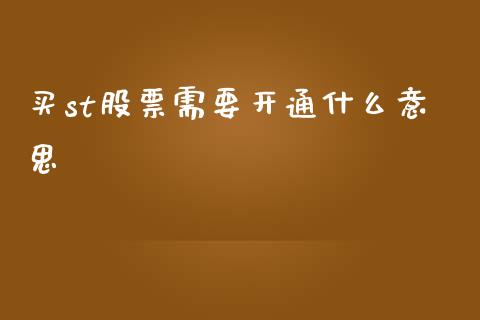 买st股票需要开通什么意思_https://cj001.lansai.wang_理财问答_第1张