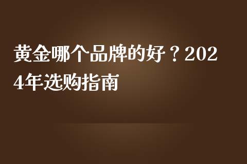 黄金哪个品牌的好？2024年选购指南_https://cj001.lansai.wang_财经百问_第1张