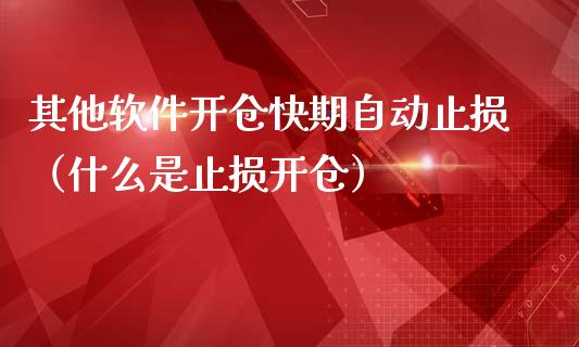 其他软件开仓快期自动止损（什么是止损开仓）_https://cj001.lansai.wang_会计问答_第1张