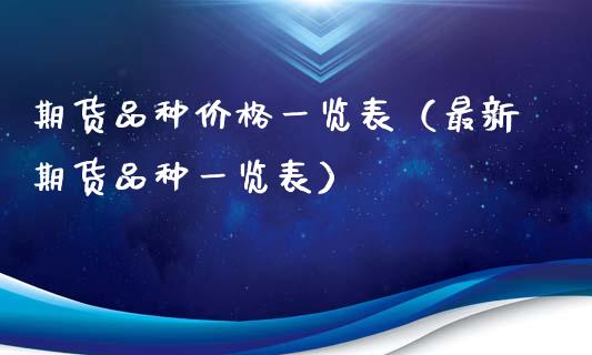 期货品种价格一览表（最新期货品种一览表）_https://cj001.lansai.wang_股市问答_第1张