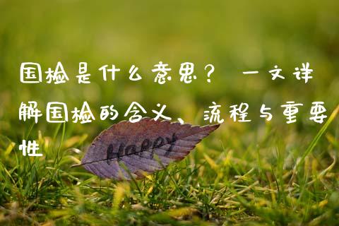 国检是什么意思？ 一文详解国检的含义、流程与重要性_https://cj001.lansai.wang_金融问答_第1张