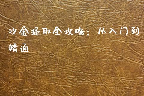 沙金提取全攻略：从入门到精通_https://cj001.lansai.wang_期货问答_第1张