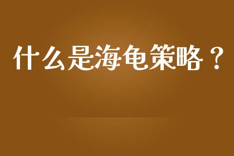 什么是海龟策略？_https://cj001.lansai.wang_财经问答_第1张