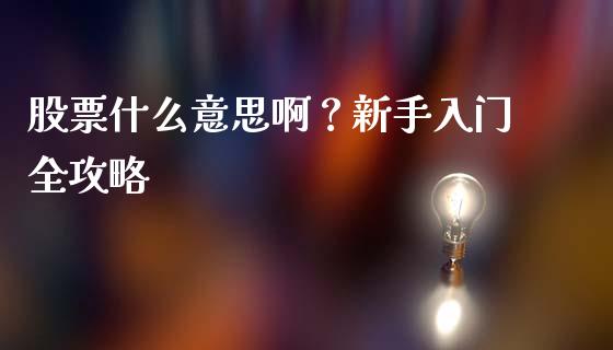股票什么意思啊？新手入门全攻略_https://cj001.lansai.wang_金融问答_第1张