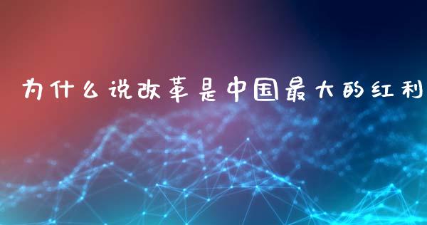 为什么说改革是中国最大的红利_https://cj001.lansai.wang_理财问答_第1张