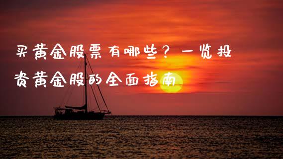 买黄金股票有哪些？一览投资黄金股的全面指南_https://cj001.lansai.wang_财经问答_第1张