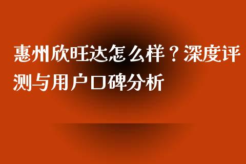 惠州欣旺达怎么样？深度评测与用户口碑分析_https://cj001.lansai.wang_保险问答_第1张