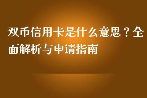 双币信用卡是什么意思？全面解析与申请指南_https://cj001.lansai.wang_会计问答_第1张