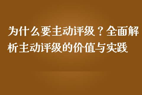 为什么要主动评级？全面解析主动评级的价值与实践_https://cj001.lansai.wang_股市问答_第1张