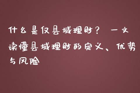 什么是仅县域理财？ 一文读懂县域理财的定义、优势与风险_https://cj001.lansai.wang_股市问答_第1张