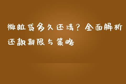 微粒贷多久还清？全面解析还款期限与策略_https://cj001.lansai.wang_财经百问_第1张